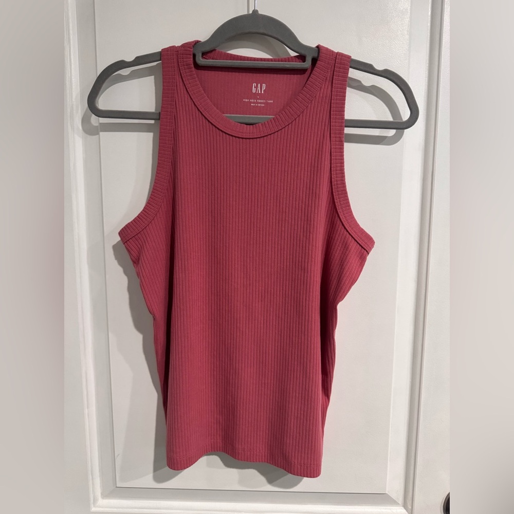 GAP Pink High Neck Ribbed Tank